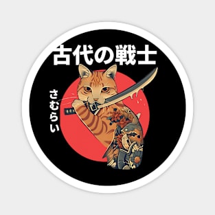 Japanese Samurai Cat Magnet